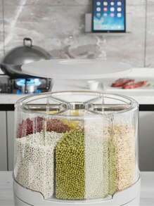 Cubo De Arroz Giratorio De 360°, Contenedor De Alimentos De Grano A Prueba De Insectos Y Humedad Para El Hogar, Caja De Almacenamiento De Granos De Arroz, Dulces Y Granos De Café - Blanco - Ver 7