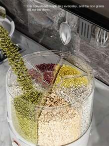 Cubo De Arroz Giratorio De 360°, Contenedor De Alimentos De Grano A Prueba De Insectos Y Humedad Para El Hogar, Caja De Almacenamiento De Granos De Arroz, Dulces Y Granos De Café - Blanco - Ver 5