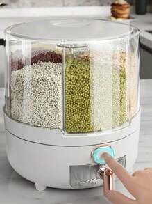 Cubo De Arroz Giratorio De 360°, Contenedor De Alimentos De Grano A Prueba De Insectos Y Humedad Para El Hogar, Caja De Almacenamiento De Granos De Arroz, Dulces Y Granos De Café - Blanco - Ver 3