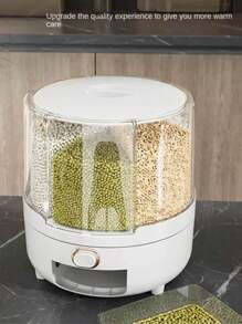 Cubo De Arroz Giratorio De 360°, Contenedor De Alimentos De Grano A Prueba De Insectos Y Humedad Para El Hogar, Caja De Almacenamiento De Granos De Arroz, Dulces Y Granos De Café - Blanco - Ver 6