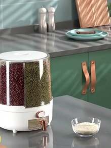 Cubo De Arroz Giratorio De 360°, Contenedor De Alimentos De Grano A Prueba De Insectos Y Humedad Para El Hogar, Caja De Almacenamiento De Granos De Arroz, Dulces Y Granos De Café - Blanco - Ver 8