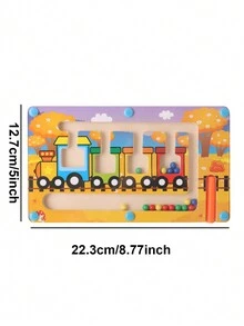 1 Pc Wooden Color Sorting Board Children'S Toys Small Train Maze Suitable For Cultivating Attention Training Cognitive Toys Suitable As Holiday Gifts For Boys And Girls - Train - View 3