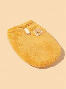 1pc Autumn/Winter Lightweight Fleece Pet Hoodie, Cute & Warm Dog/Cat Coat - Yellow - View 6
