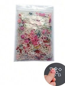 混合形狀abs仿珍珠配件,用於diy美甲飾品,帶有蝴蝶結和心形,多種顏色可選 - 彩色 - 查看 2