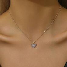 2 件套欧美时尚潮流甜美精致轻奢闪光蝴蝶和心形吊坠项链 - 金色 - 查看 4