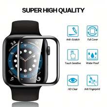 2入組軟式屏幕保護貼，適用於Apple Watch Series 7/6/5/4/3/2(40/41/42/45毫米)，全覆蓋高清防水膜，採用複合軟膜和刮痕工具，非玻璃保護膜 - 無色 - 查看 2