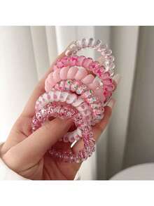 6 件套夏季新款渐变色螺旋发带，适合女孩，高弹力发髻发型 - 黃色 - 查看 3