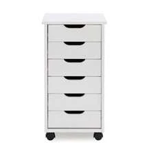 6-Drawer Rolling Storage Cart, Whitewash - White - View 2