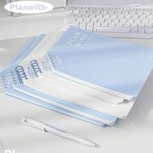 1本隨機分發的a5鐵線綁定筆記本,帶角落翻蓋,適合學生書寫、繪畫、日記和記事本 - 彩色 - 查看 3