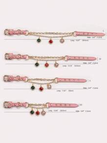 Thú cưng Nhỏ bé Mèo & Vòng cổ chó Với Vật rủ xuống Và Vàng Chuỗi - Hồng - Xem 3