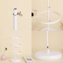 1入組五層360度旋轉鐵質首飾架,每層旋轉高度可調節,適用於耳環儲存及展示 - 白色 - 查看 3