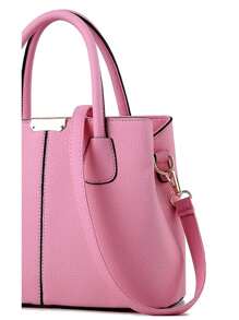 New Women's Simple And Fashionable Handbag, Shoulder Bag, Crossbody Bag, Large Bag - Pink - View 3