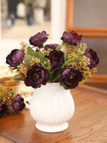 WQNJIN 1 束仿真牡丹菊花小花束,居家餐桌裝飾絲花 - 紫色 - 查看 1