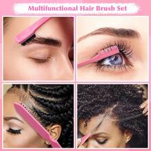 4 PCS Hair Comb Fluffy Styling Eight-Claw Massage Comb Fixed Mouse Steel Needle Tip Tail Eyebrow Brush Tool - Pink - View 2
