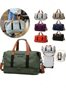 旅行收納行李袋，拉鍊輕量組織袋，運動旅行斜背手提包 - 綠色 - 查看 2