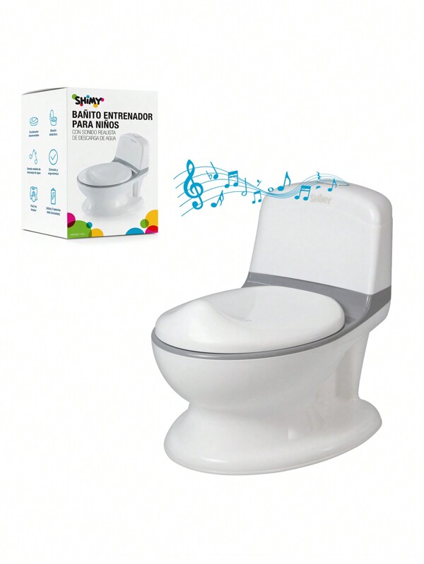 Shimy Bañito Entrenador para Niños con Sonido Realista de Descarga de Agua, Baño Entrenador con Bacinica Extraíble y Protector contra Salpicaduras, Fácil de Limpiar, Baño Portátil para Niños