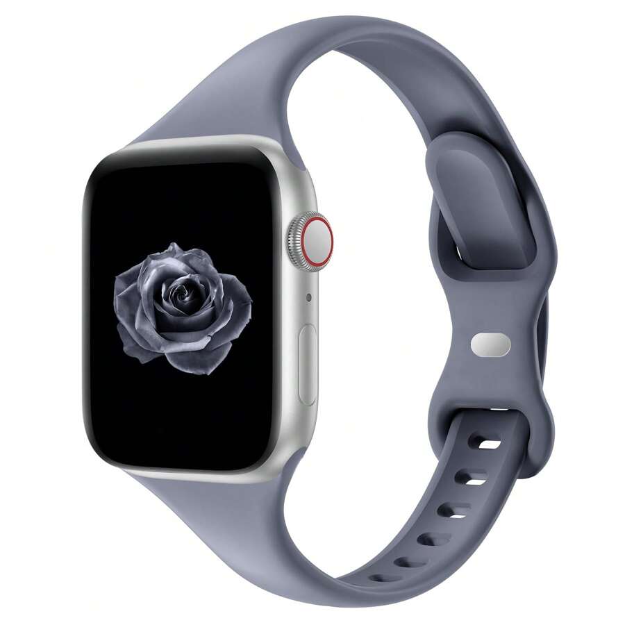 Compatível com Pulseira de Apple Watch 38mm, 40mm, 41mm, 42mm, 44mm, 45mm, 46mm, 49mm, Compatível com Apple Watch Series Ultra/Ultra 2 1/8/7/6/5/4/3/2/1 SE, Pulseira Esportiva de Silicone Fina e Estreita de Reposição para Mulheres