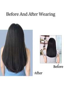 One-Piece V-Straight Synthetic Hair Extensions - Black - View 5