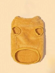 1pc Autumn/Winter Lightweight Fleece Pet Hoodie, Cute & Warm Dog/Cat Coat - Yellow - View 7