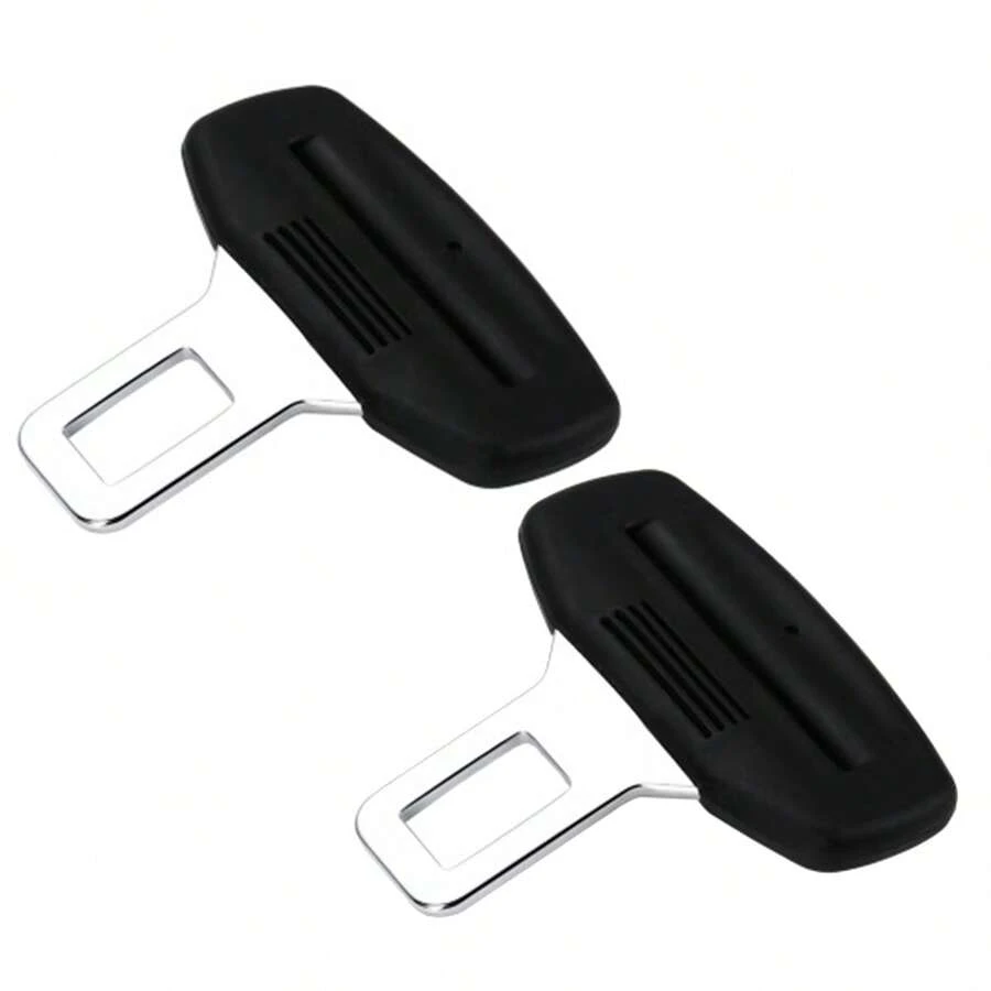2pcs Black Seat Belt Insert Buckle Car Safety Belt Accessory Lock Tongue Straight Buckle Components - Black - View 1
