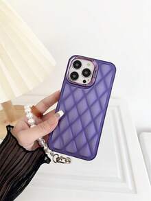 1入IMD珍珠鏈&電鍍按鈕&電鍍相機框抗摔、防汗、防指紋、耐磨、不掉色的手機殼,兼容iPhone - 紫色 - 查看 3