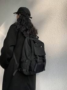輕盈、便攜、大容量時尚休閒女士背包,防水輕便多功能旅行袋學校背包,適用於大學生上學、商務、工作、通勤、戶外、遠足、旅行、攀登、體育場、運動、外出回家 - 黑色 - 查看 1