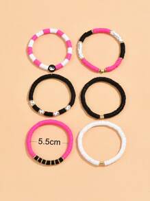 Set de 6 pulseras con cuentas de arcilla polimérica de moda y colores aleatorios, adecuadas para uso diario