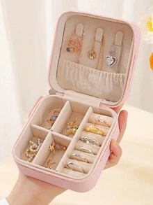 1個字母風格多功能便攜式精美小珠寶盒,防塵耳環,項鍊,珠寶配件收納,家居收納和組織,臥室配件,送女友和母親的禮物,美麗的家居裝飾,臥室裝飾 - 粉色 - 查看 7