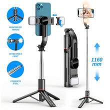 AXNEN Selfie Stick Tripod With Light, 45'' Extra Long Selfie Sticks With Wireless Remote, Portable Phone Tripod Compatible With IPhone 15 Pro Max/15/14 Pro/14/13, S22/ S23 Ultra/Android Smartphone