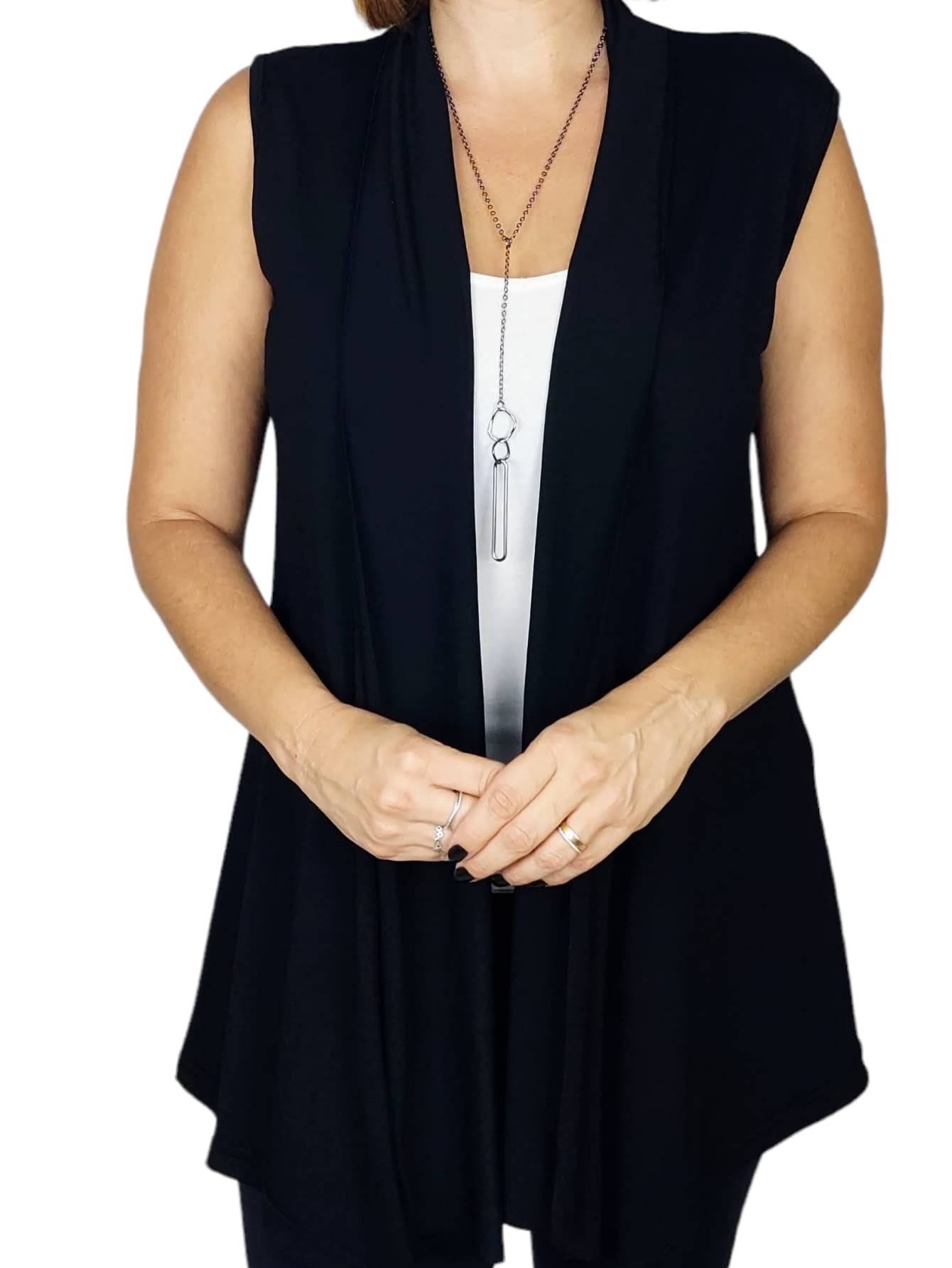 Women Sweater Vests - 黑色 - 查看 1