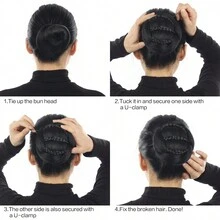 合成布朗帶花辮夾女士假髮時尚發套頭套髮結 - 金色 - 查看 10