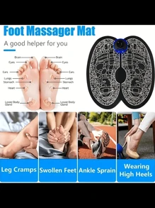 智能ems按摩足墊,脈衝治療足底按摩墊刺激膠墊,緩解足部舒適的全身按摩設備 - 黑色 - 查看 3