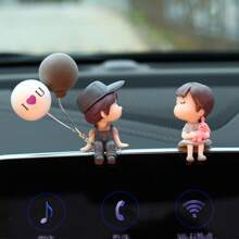 2pcs Cute Couple Doll Car Interior Decorations For Dashboard, Air Vent, Display