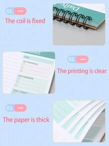 Bloco De Notas Encadernado Em Espiral Engrossado Com Capa Flip Para Planejamento Diário De Estudantes, Diário Simples De Memorandos