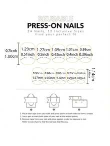 24入組可穿戴式白色條紋和閃粉假指甲貼 - 藕粉色 - 查看 5