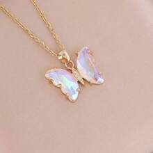 1pc High-end Style Gradual Color Cubic Zirconia Butterfly Necklace For Women/ Gift For Travel & Anniversary - White - View 10
