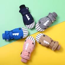 幼兒冬季鯊魚手套,厚實保暖防水全指手套,適合滑雪及騎自行車等戶外活動 - 粉色 - 查看 1