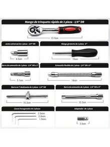 Juego De Herramientas Mecanica Dados Acero Kit 46 Piezas - Negro - Ver 3