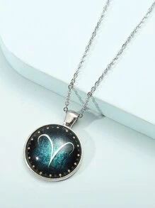 十二星座发光宝石吊坠银项链，男女皆宜，可个性化定制，是圣诞节和情人节的精美配饰。 - 銀色 - 查看 2