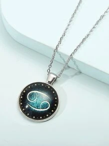 十二星座发光宝石吊坠银项链，男女皆宜，可个性化定制，是圣诞节和情人节的精美配饰。 - 銀色 - 查看 5