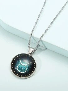 十二星座发光宝石吊坠银项链，男女皆宜，可个性化定制，是圣诞节和情人节的精美配饰。 - 銀色 - 查看 4