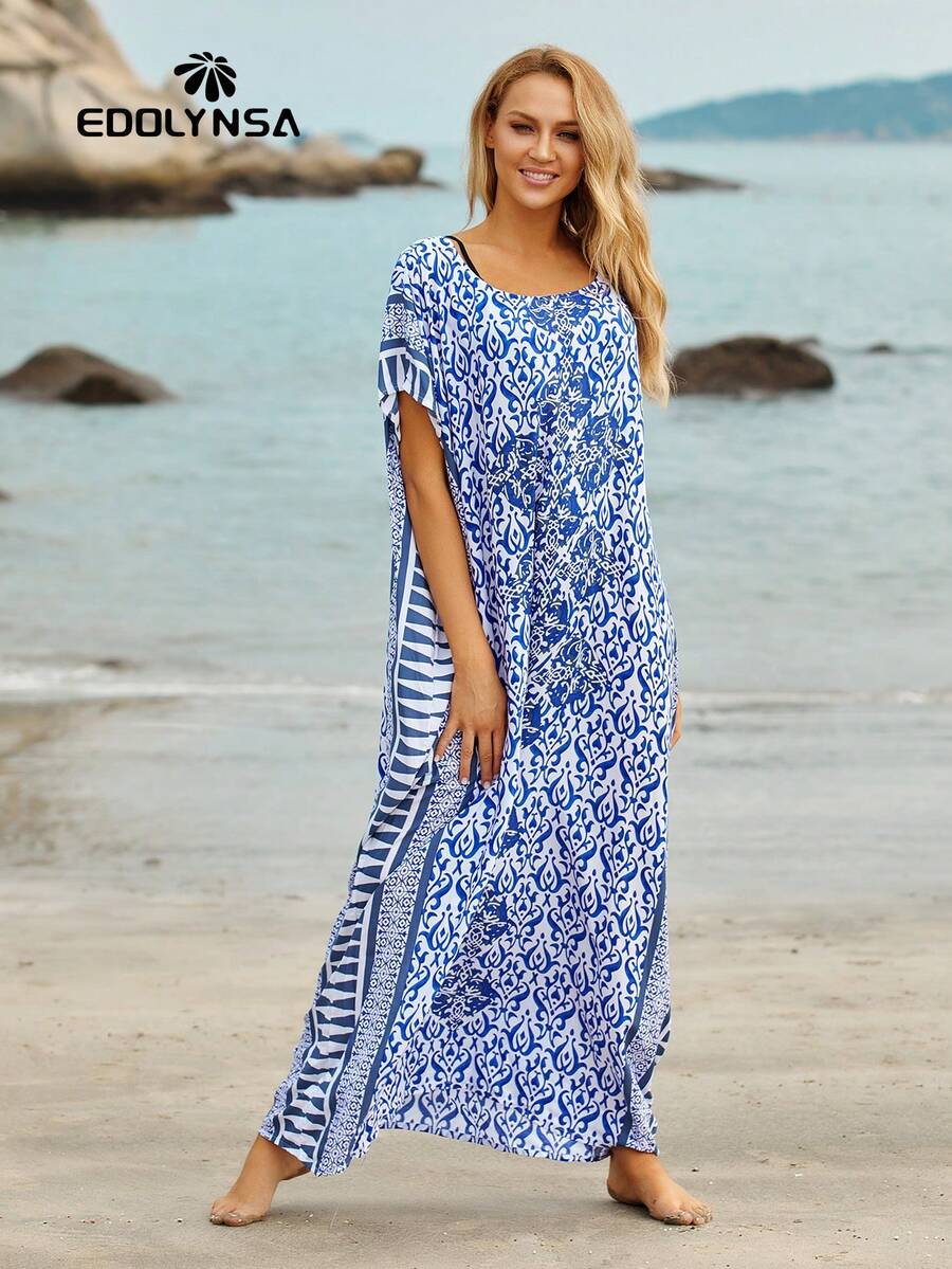 Celadon Print Caftan Beach Dress Women Vacation