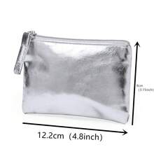 PU防水包，簡潔時尚，可攜式袋，細分設計袋 - 銀色 - 查看 3