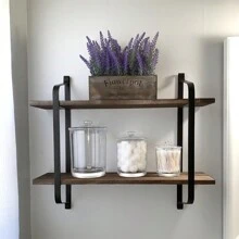 Large Rustic Industrial Pipe Wall Floating Shelf Wooden Storage Shelving Unit - màu nâu - Xem 5