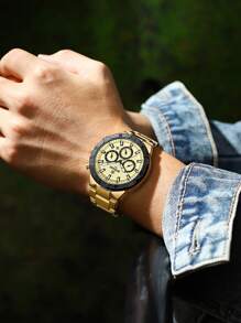 Reward Men's Stainless Steel Strap Sports Chronograph Quartz Watch - Gold - View 3