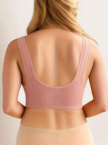 Sujetador sin costuras con cierre frontal invisible para mujer, inalámbrico - Rosa - Ver 3