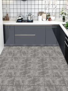 1套10片自粘式可拆式pvc裝飾地板貼紙,防水水泥灰色正方形牆貼,適用於家居裝飾 - 彩色 - 查看 5