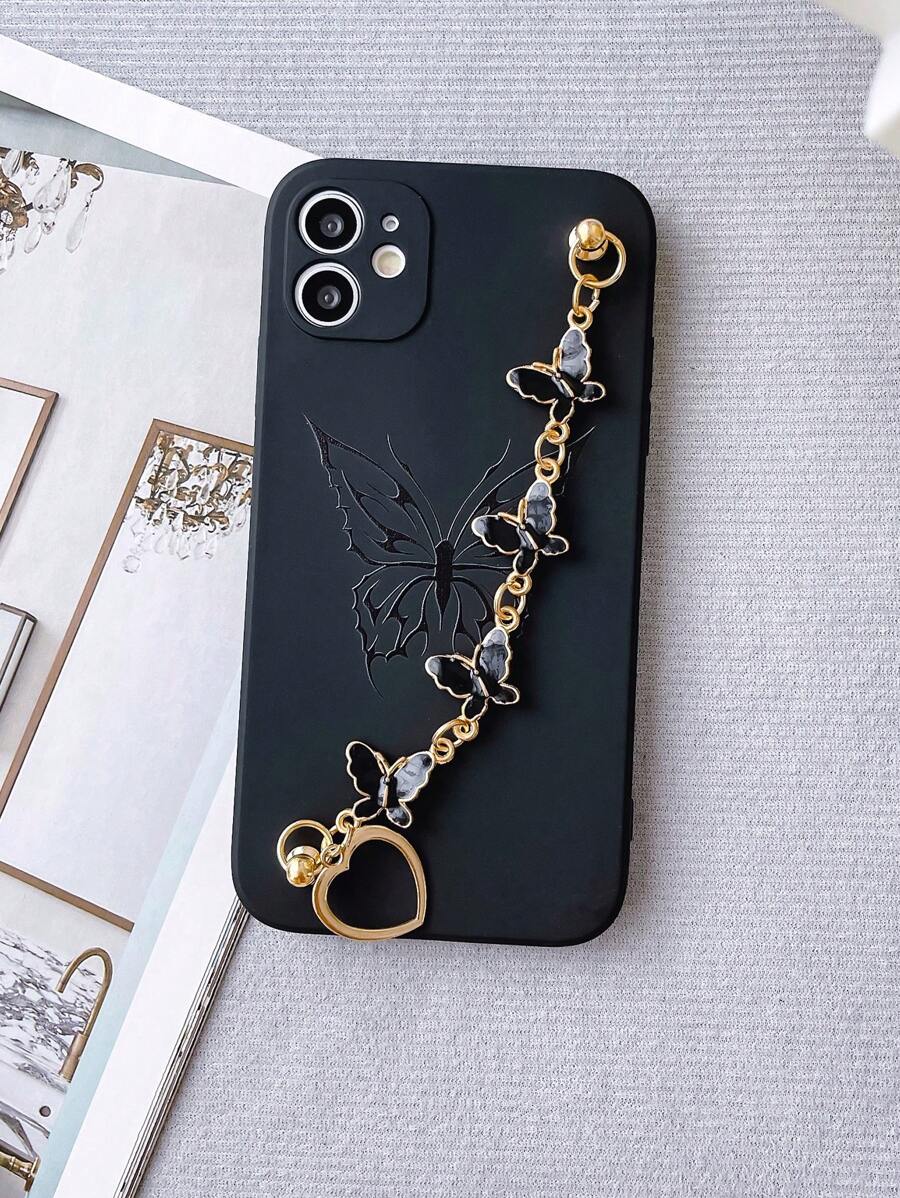 1 vòng tay hình bướm mạ điện màu đen, 1 ốp lưng điện thoại chống sốc hình bướm bằng TPU màu đen, 1 vòng tay hình bướm mạ điện màu đen, phiên bản quốc tế, không phải phiên bản nội địa. - Nhiều màu - Xem 1