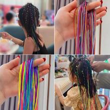 女孩编织彩色绳发带,带金属装饰的发绳,儿童流行物品2023 - 彩色 - 查看 1