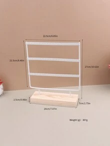 1pc Wooden Base Triple Layer Earring Display Storage Rack - White - View 2